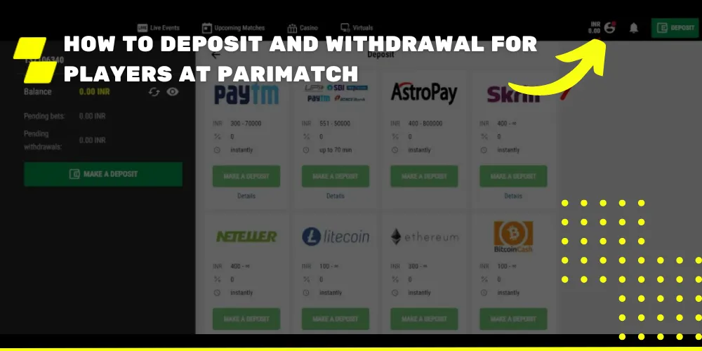 How to Deposit and withdrawal for Players at Parimatch