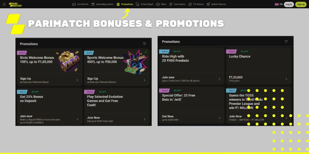 Parimatch Bonuses & Promotions